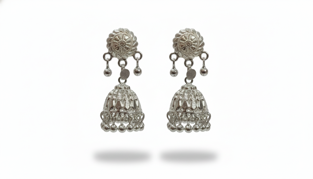 Traditional Silver-Tone Jhumka
