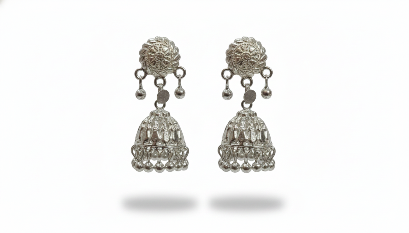 Traditional Silver-Tone Jhumka