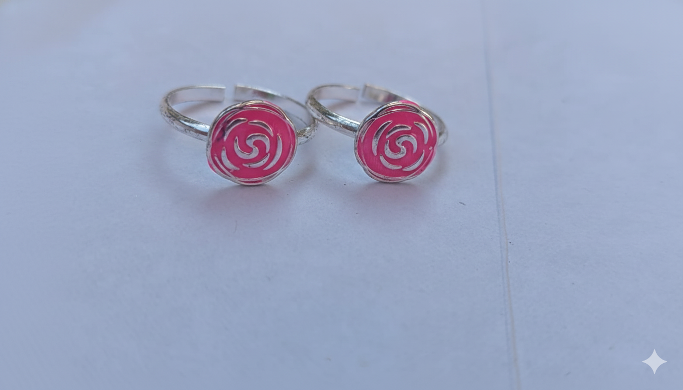 Pink Enamel Rose Toe Ring