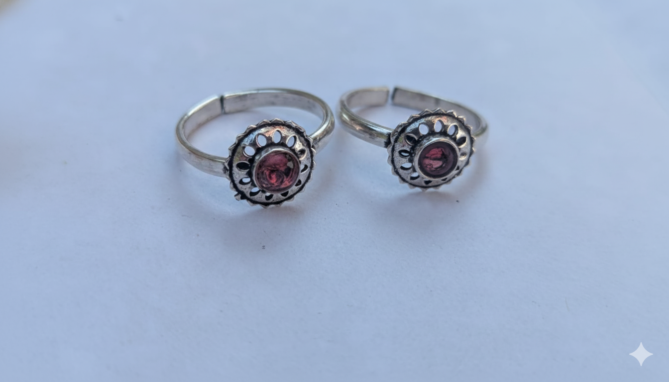 Traditional Filigree Stone Toe Rings