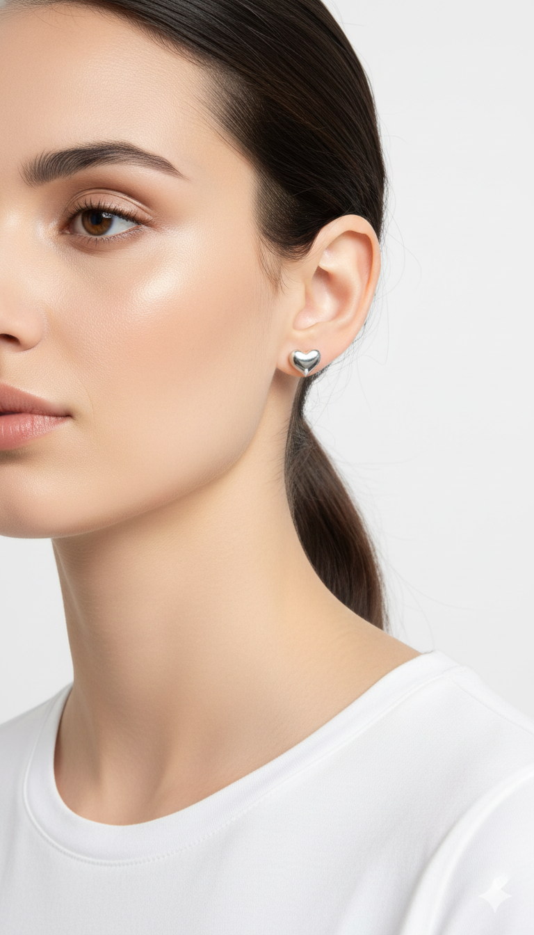 Dainty Pave Heart Stud Earring