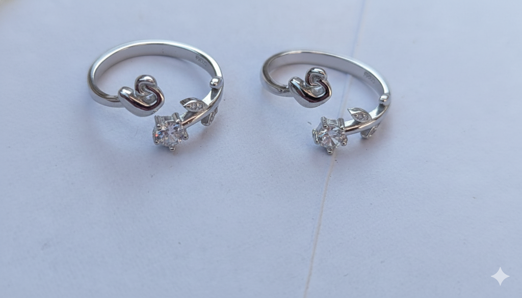 Elegant Vine & Solitaire Toe Rings