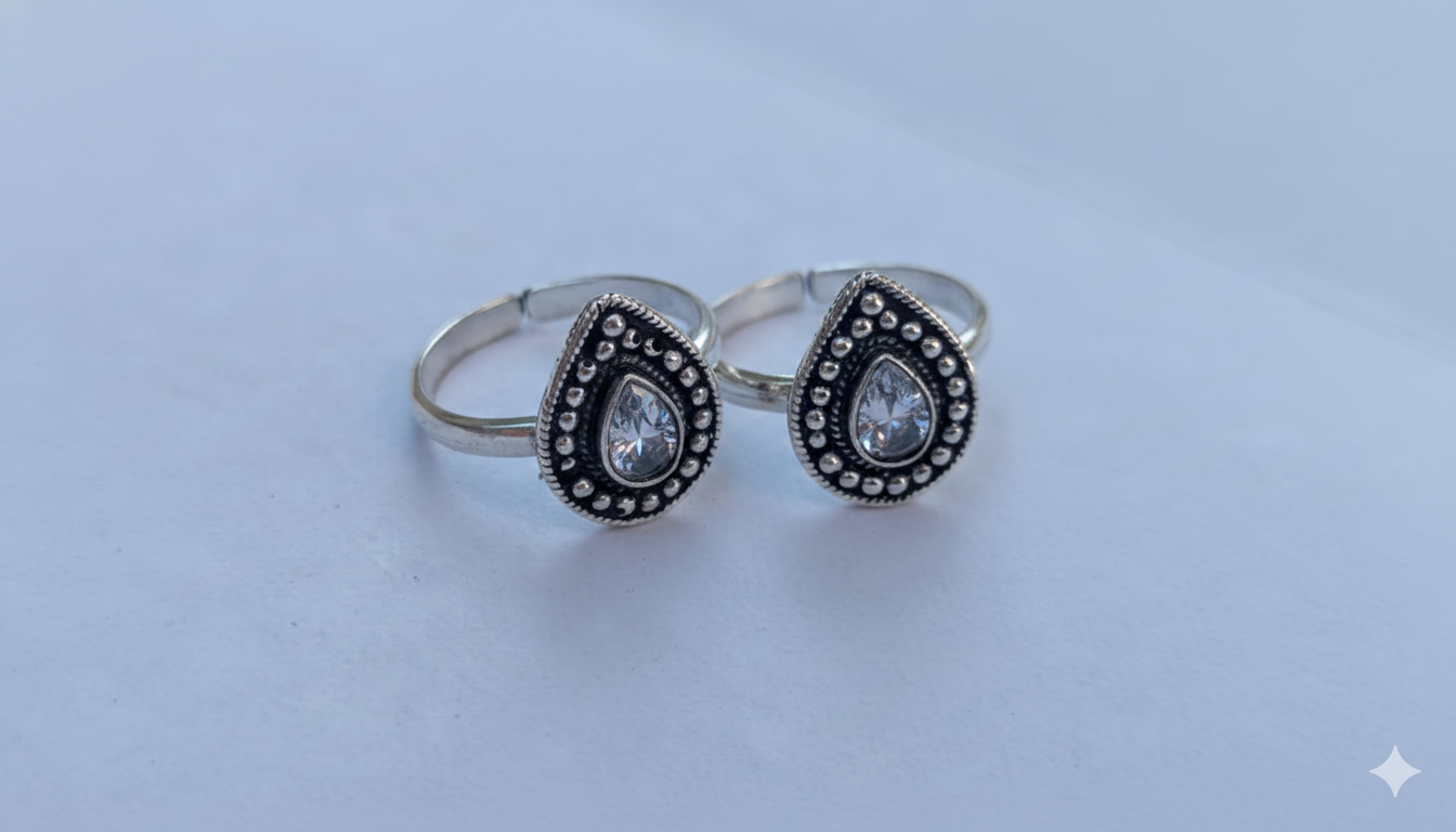 Silver Teardrop with Stone