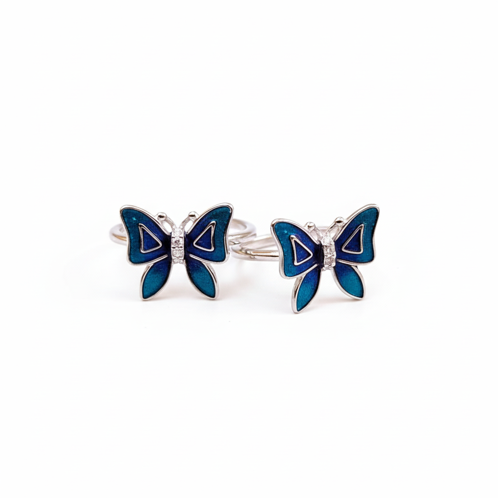 Graceful Blue Butterfly Toe Rings