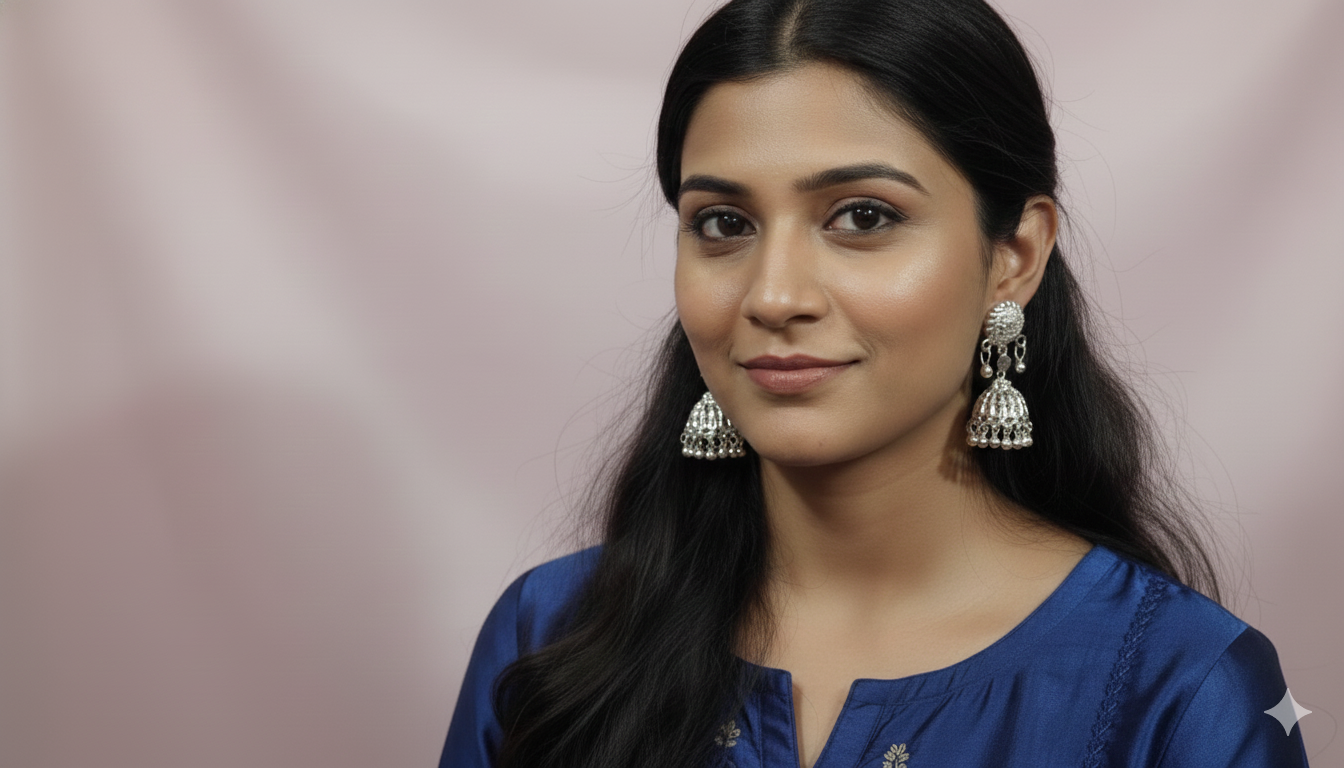 Traditional Silver-Tone Jhumka