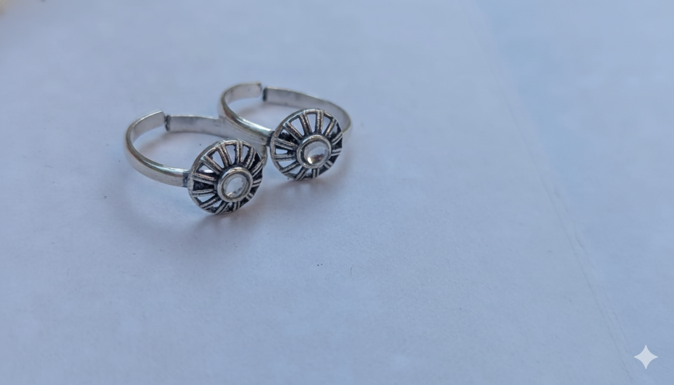 Oxidized Sunburst Toe Ring