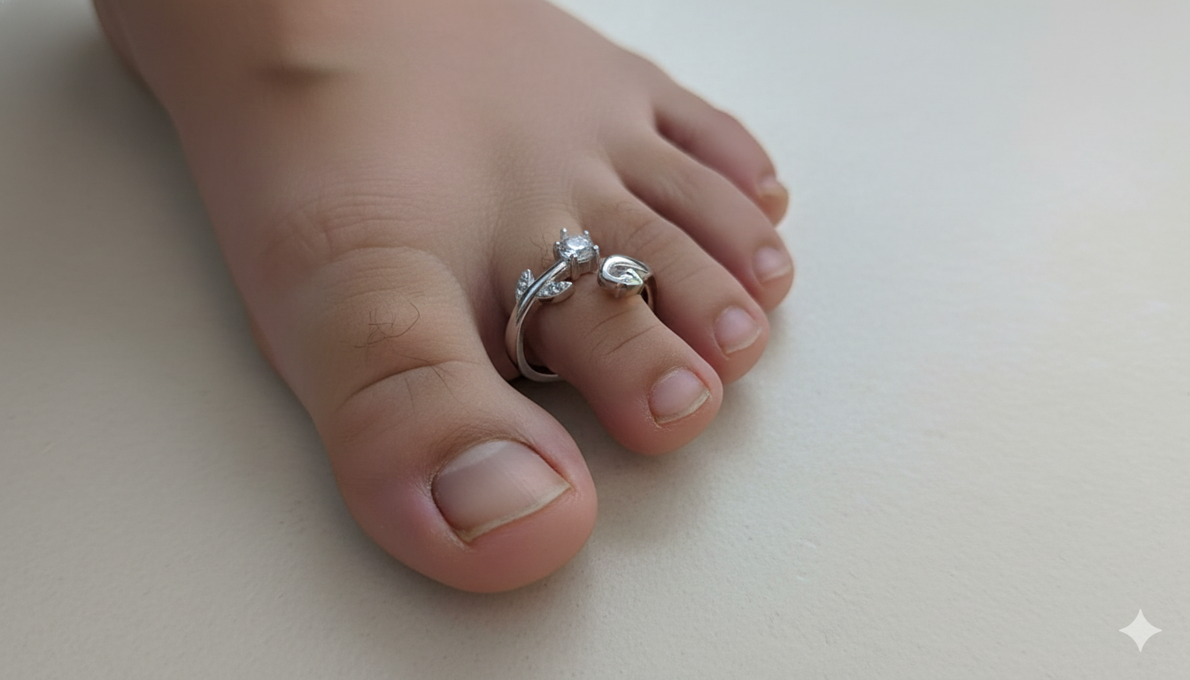 Elegant Vine & Solitaire Toe Rings