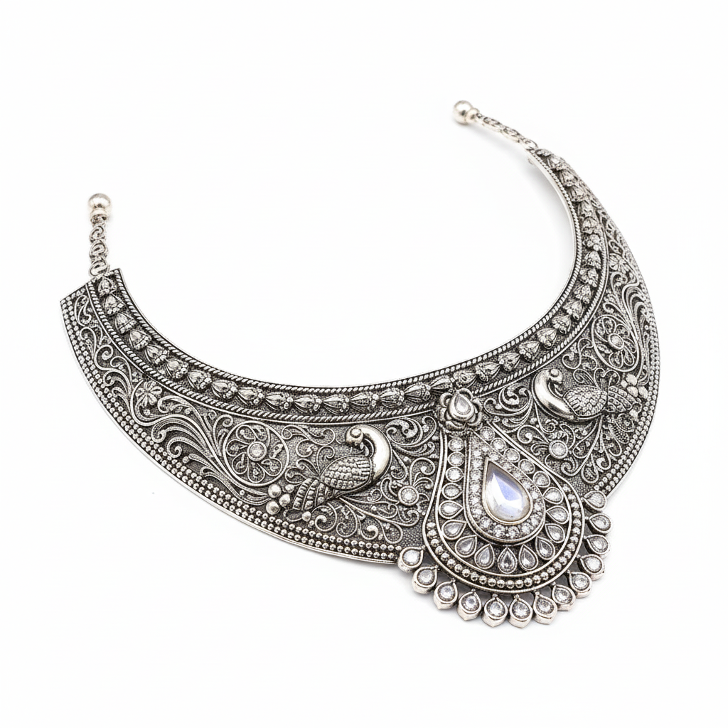 The Majestic Peacock Hasli Necklace