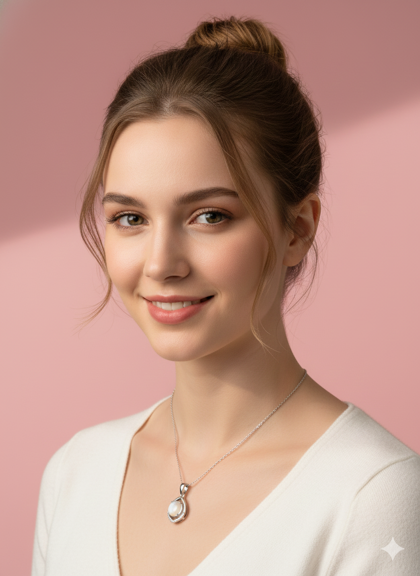 Elegant Moonstone & Zirconia Pendant